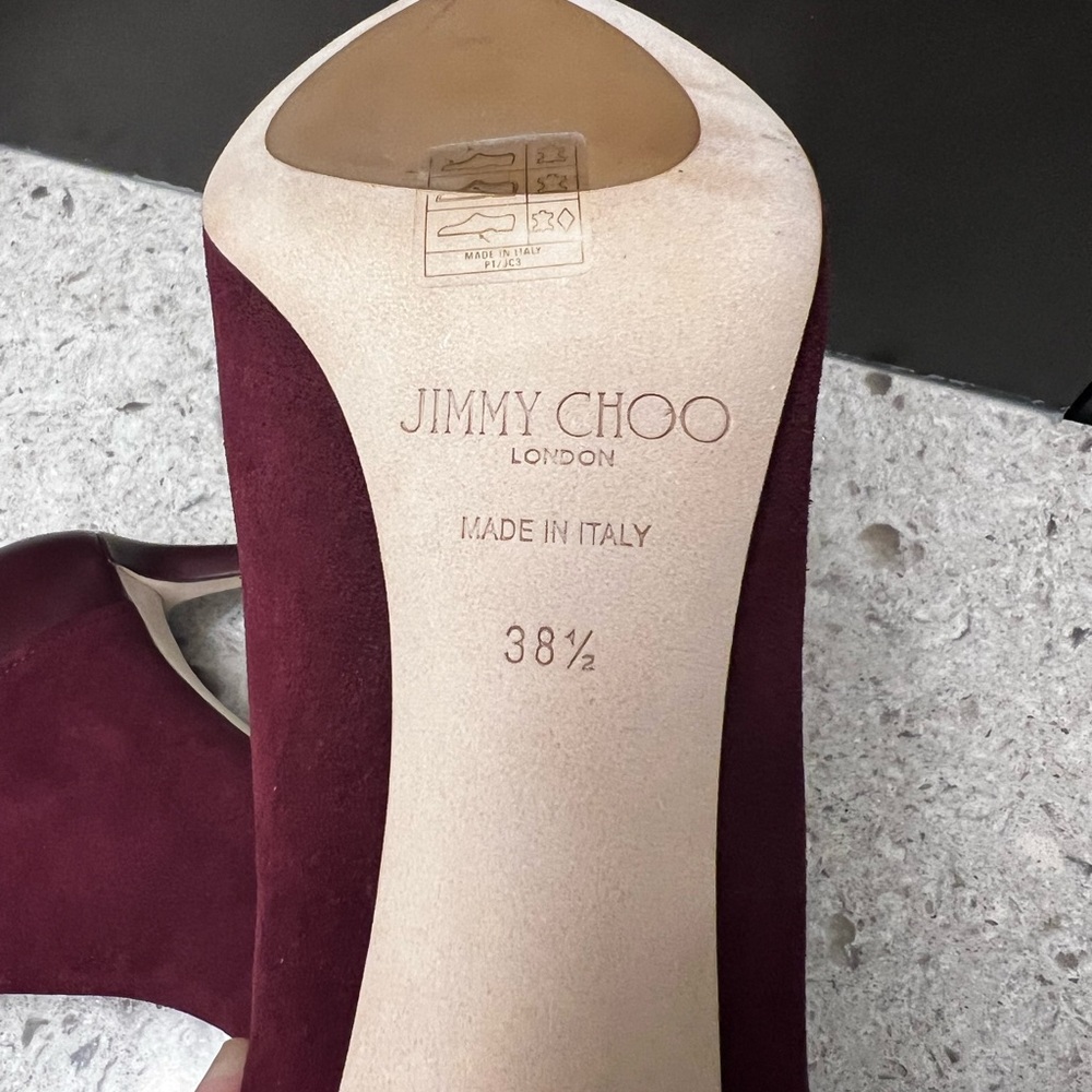 JIMMY CHOO.NWOT.AUTHENTIC.Major 85 Bordeaux Suede & Calf Leather Ankle Bootie.8. - Picture 10 of 10